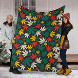 Canabis Marijuana Weed Pattern Print Design 02 Premium Blanket