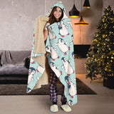 Cute Penguin Pattern Hooded Blanket