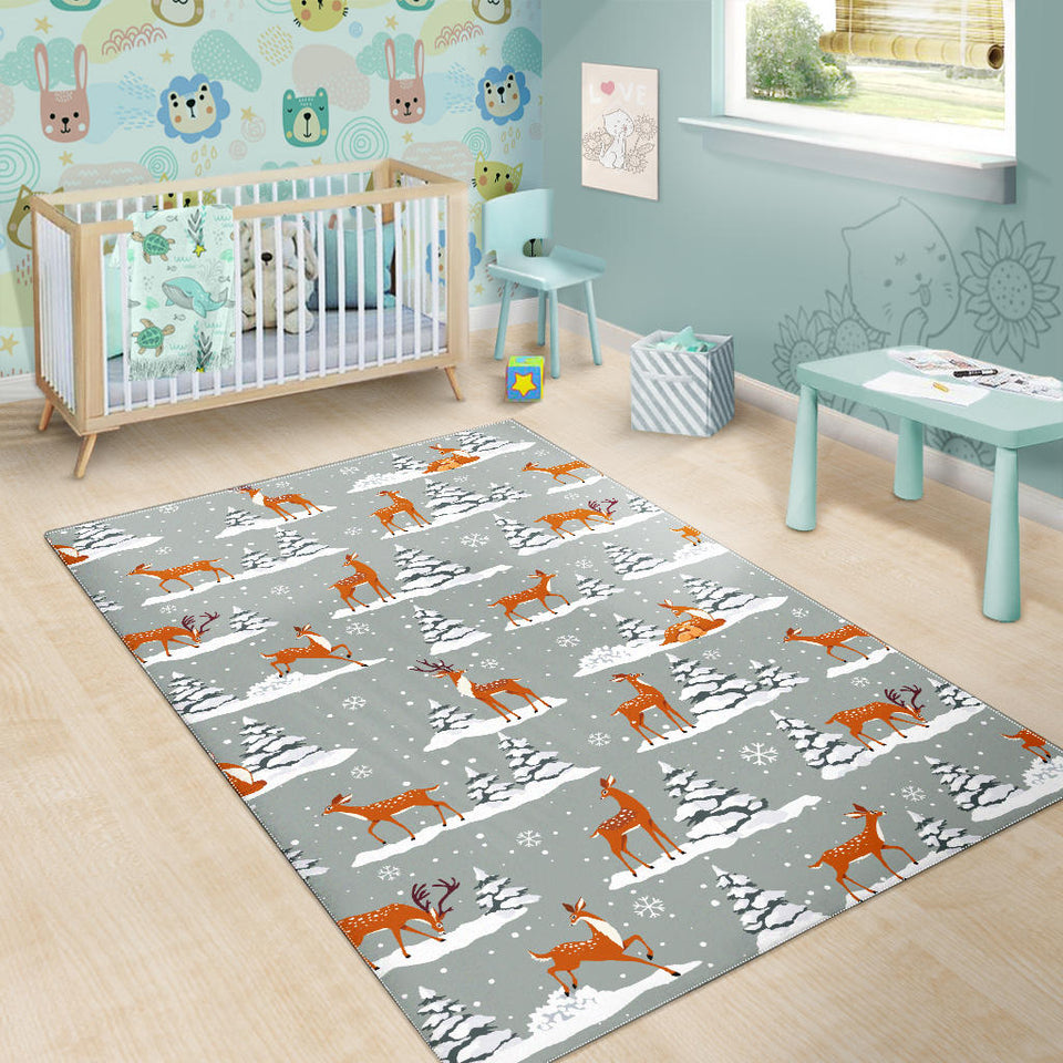 Beautiful Deers Winter Christmas Area Rug