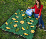 Durian Pattern Green Background Premium Quilt