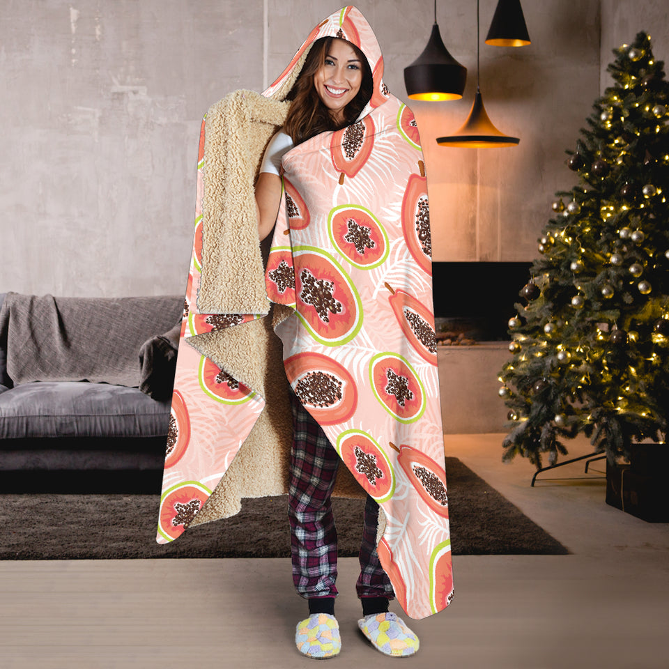 Papaya Leaves Pattern Hooded Blanket