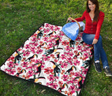 Toucan Flower Design Pattern Premium Quilt
