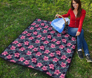 Hibiscus Pattern Print Design 05 Premium Quilt