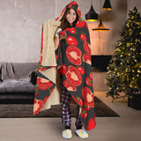 Tomato Black Background Hooded Blanket