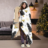 Christmas Tree Holly Snow Star Pattern Hooded Blanket