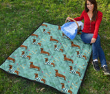 Dachshund Decorative Background Premium Quilt