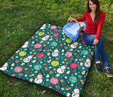 Snowman Bird Decorative Elements Christmas Pattern Premium Quilt