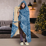 Hand Drawn Sailboat Pattern Hooded Blanket