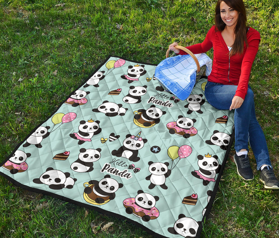 Cute Baby Panda Pattern Premium Quilt