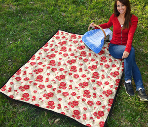 Rose Pattern Print Design 01 Premium Quilt