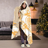 Hand Drawn Orange Fruit Pattern Hooded Blanket