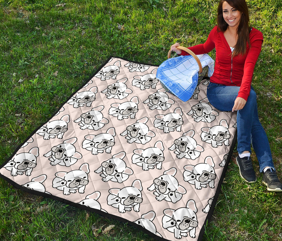 Cute French Bulldog Pattern Premium Quilt