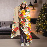 Colorful Maneki Neko Lucky Cat Pattern Hooded Blanket