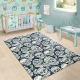 Sugar Skull Black White Pattern Area Rug