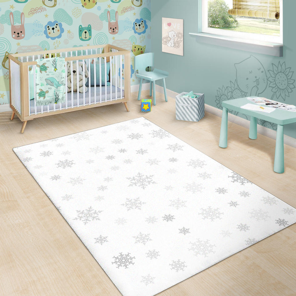 Snowflake Pattern White Background Area Rug