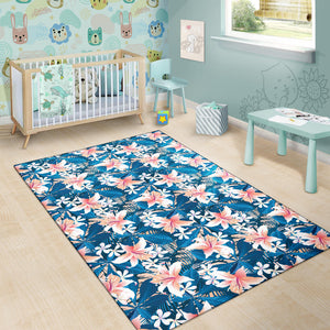 Hibiscus Pattern Print Design 02 Area Rug.