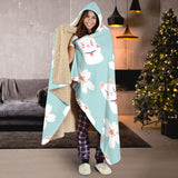 Maneki Neko Lucky Cat Sakura Hooded Blanket