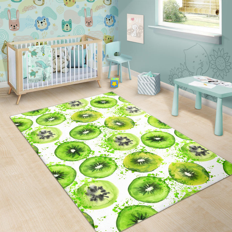 Watercolor Kiwi Pattern Area Rug