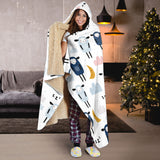 Cute Sleeping Sheep Moon Cloud Pattern Hooded Blanket