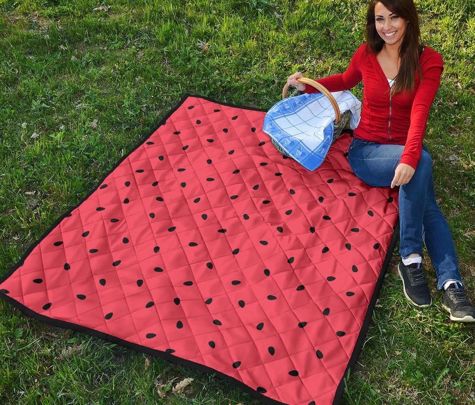 Watermelon Texture Background Premium Quilt
