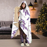 Lavender Flower Design Pattern Hooded Blanket