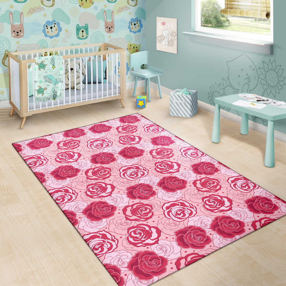 Rose Pattern Print Design 02 Area Rug