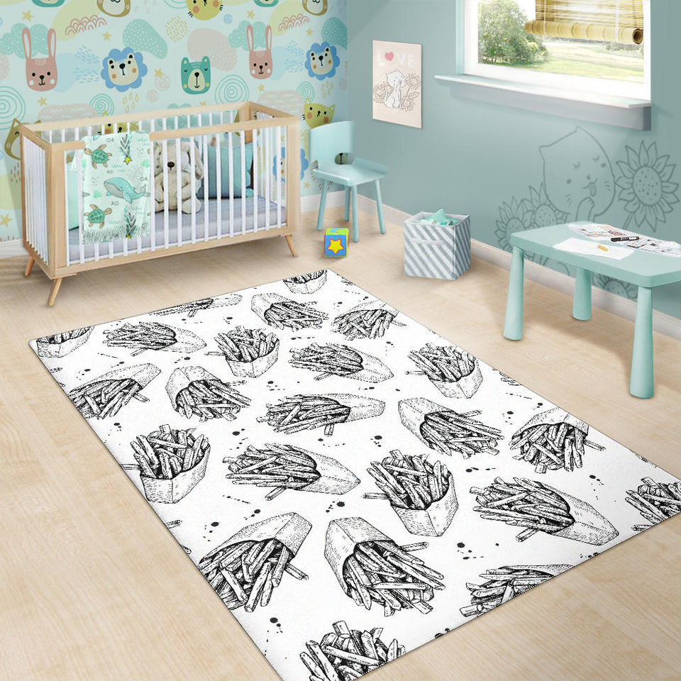 Hand Drawn French Fries Pattern Area Rug