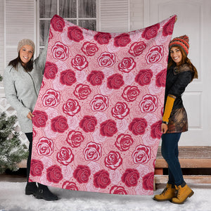 Rose Pattern Print Design 02 Premium Blanket