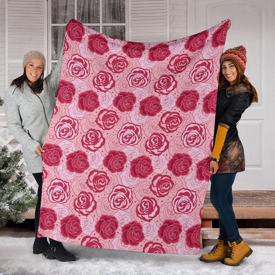 Rose Pattern Print Design 02 Premium Blanket