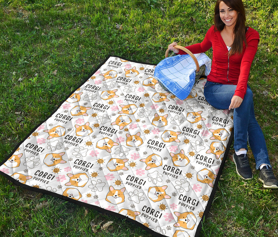 Corgi Dog Pattern Premium Quilt