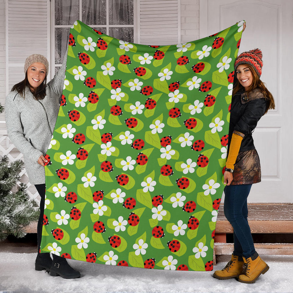 Ladybug Pattern Print Design 01 Premium Blanket