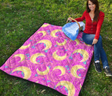 Moon Pink Rose Background Premium Quilt