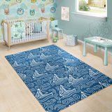 Hand Drawn Sailboat Pattern Area Rug