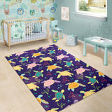 Colorful Sea Turtle Pattern Area Rug