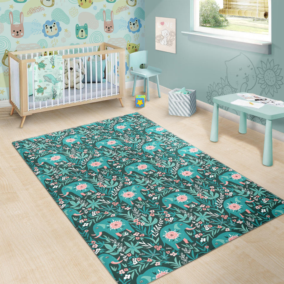 Elephants Jungle Pattern Area Rug