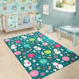 Snowman Bird Decorative Elements Christmas Pattern Area Rug