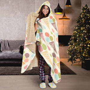 Ice Cream Cone Pattern Hooded Blanket