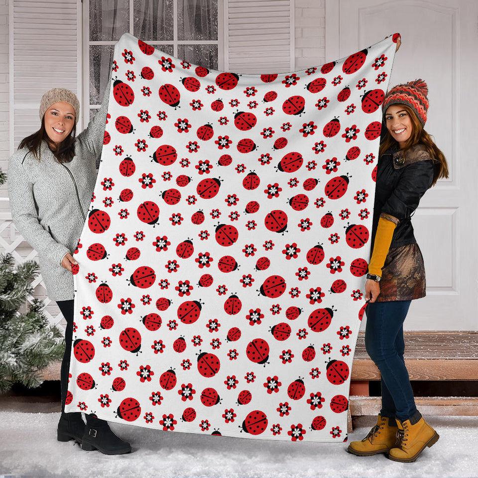 Ladybug Pattern Print Design 04 Premium Blanket