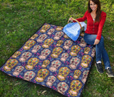 Sugar Skull Flower Pattern Premium Quilt