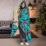 Boomerang Australian Aboriginal Ornament Blue Background Hooded Blanket