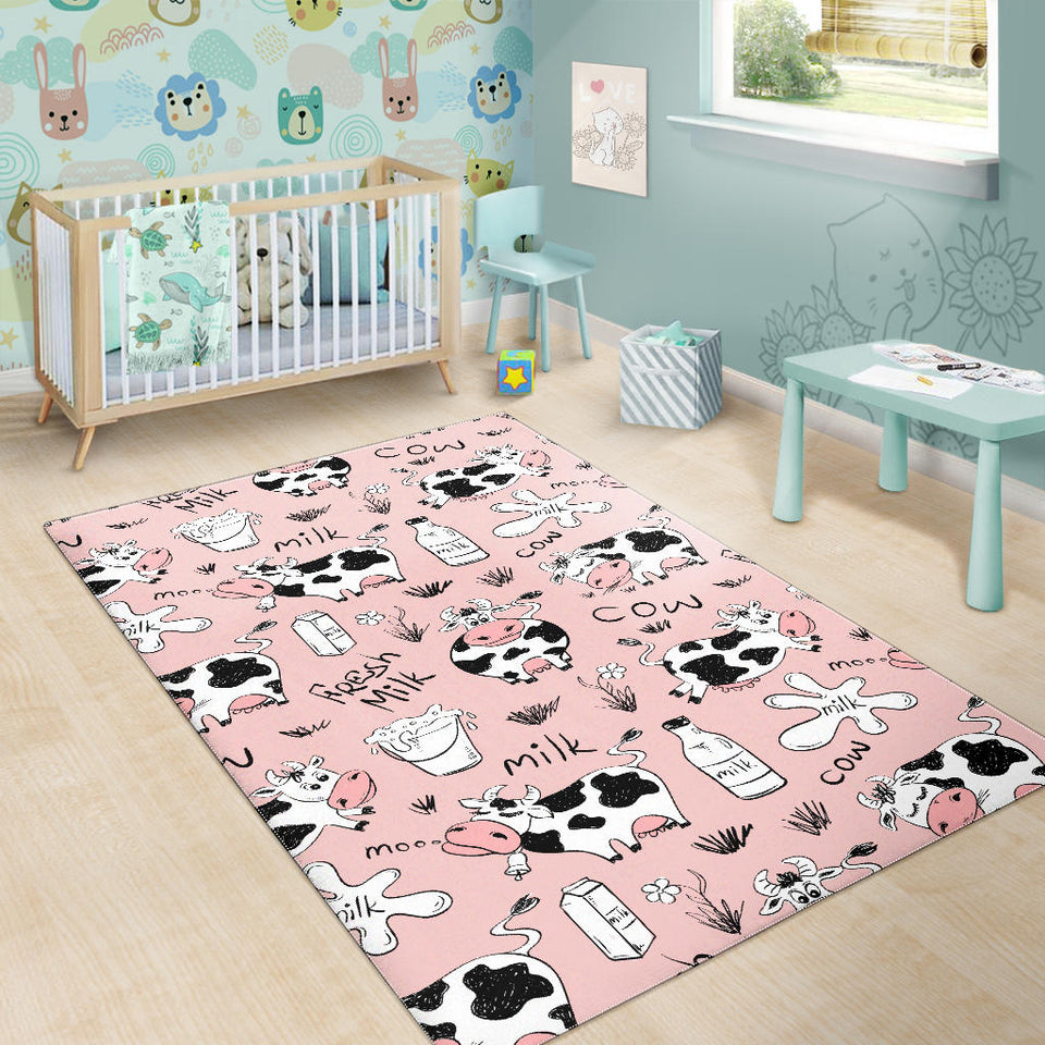 Cows Milk Product Pink Background Area Rug