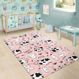 Cows Milk Product Pink Background Area Rug