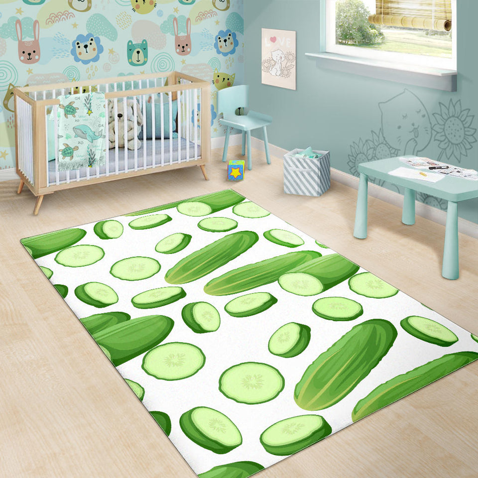 Cucumber Whole Slices Pattern Area Rug