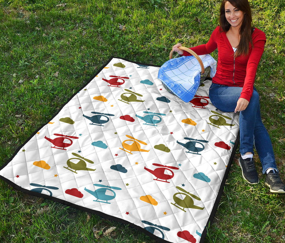 Colorful Helicopter Pattern Premium Quilt