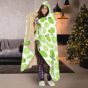 Lime Design Pattern Hooded Blanket