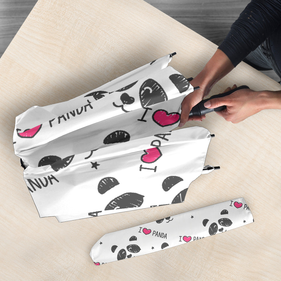 Hand Drawn Faces Of Pandas Pattern Umbrella