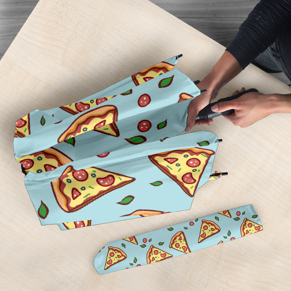 Hand Drawn Pizza Blue Background Umbrella
