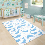 Blue Whale Pattern Area Rug