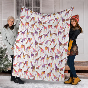 Giraffe Pattern Print Design 02 Premium Blanket
