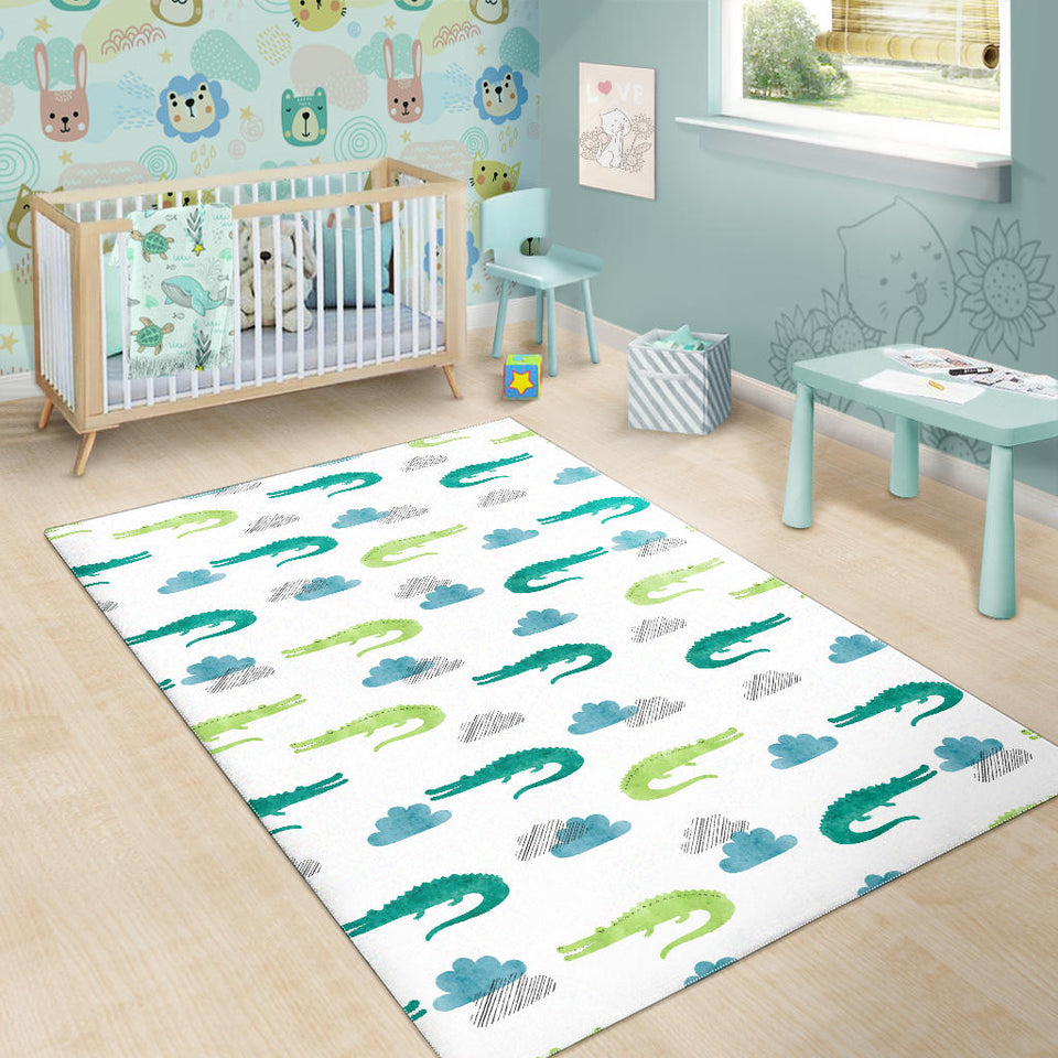 Watercolor Crocodile Pattern Area Rug